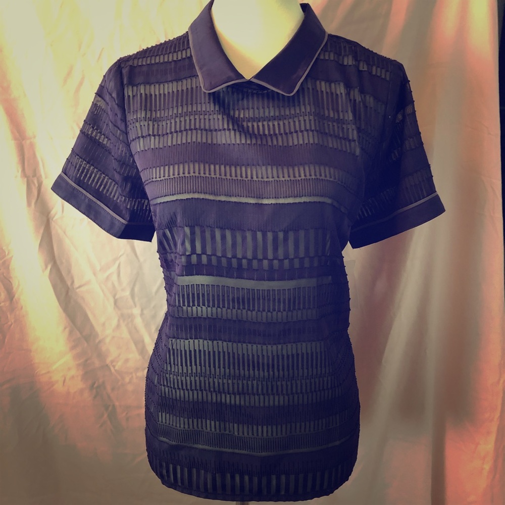Sheer patterned plum blouse